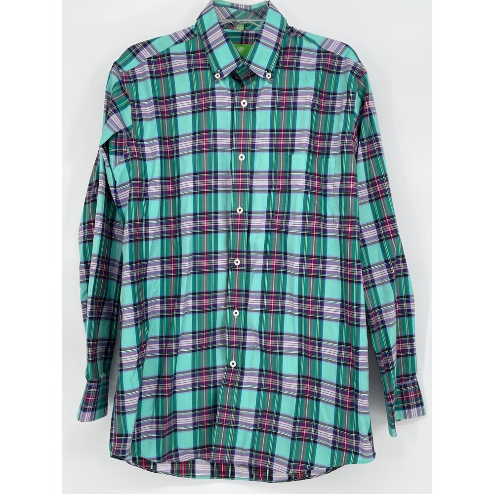 FORSYTH of CANADA Mens Plaid Button Down Shirt M/M Non Iron‎ Green Purple